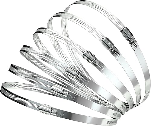 Juego de abrazaderas de manguera  6 abrazaderas de manguera de engranaje helicoidal de acero inoxidable 304 de 8 pulgadas para línea de combustible,