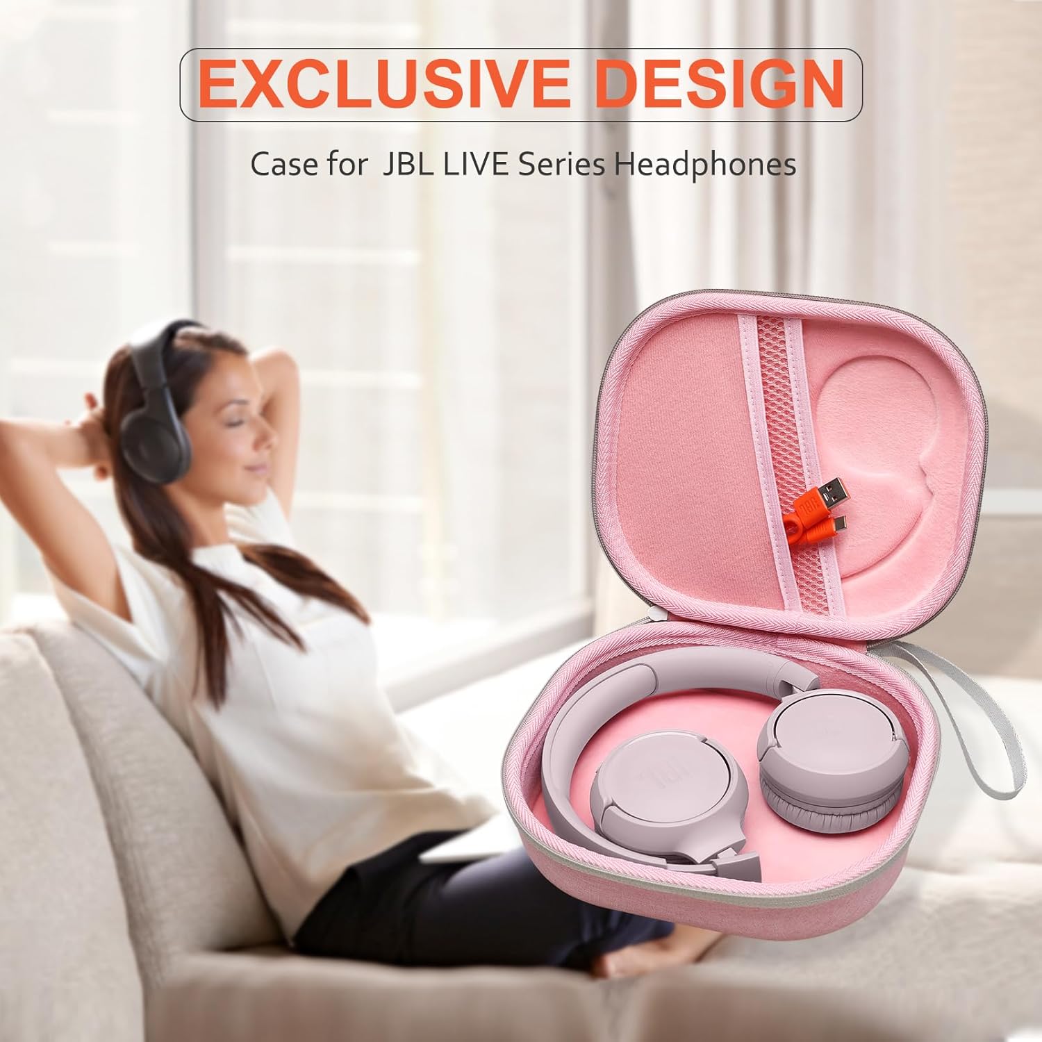 LTGEM Case Compatible with JBL Tune 510BT 520BT 500BT 570BT 660NC 710BT 720BT 770NC & Live 460NC 660NC 670NC 770NC 760NC Headphoness, Pink - Image 7