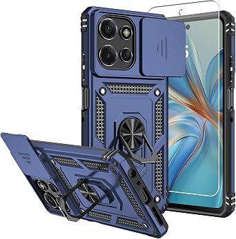 for Moto G Power 5G 2025 Case,with Screen Protectors and Camera Cover,[Military Grade] 16ft.Drop Tested Cover with Magnetic Kickstand Protective Case for Motorola G Power 5G 2025, Blue