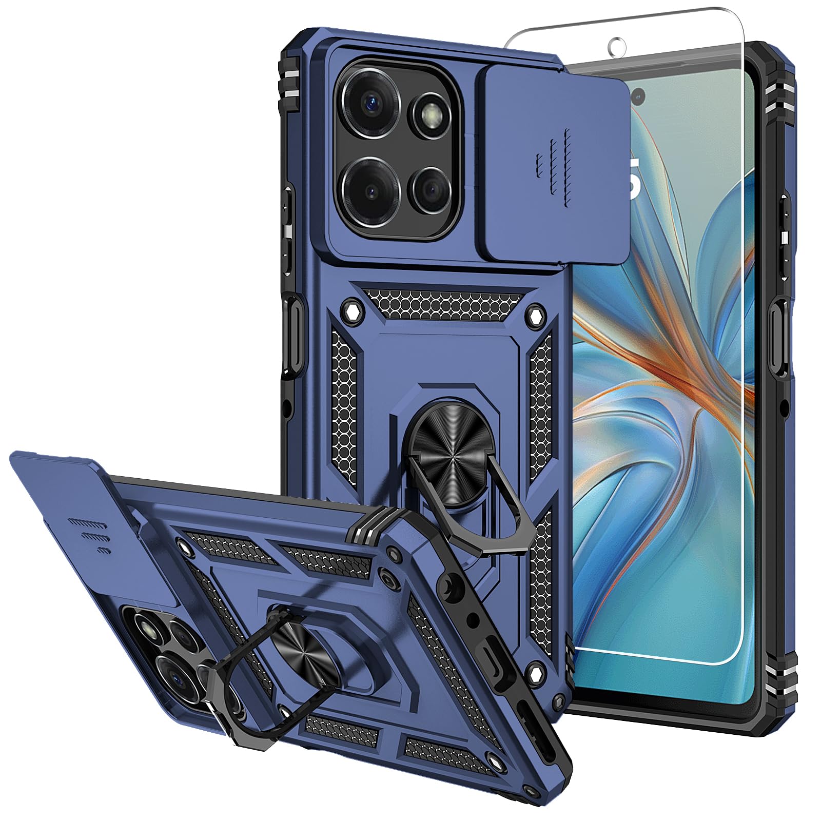 for Moto G Power 5G 2025 Case,with Screen Protectors and Camera Cover,[Military Grade] 16ft.Drop Tested Cover with Magnetic Kickstand Protective Case