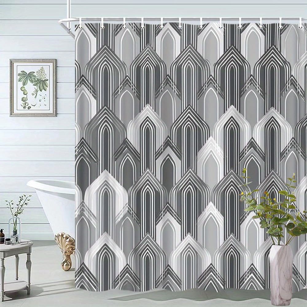 Rideau de douche anti éclaboussures grand format 180x210 cm avec 12 anneaux de fixation