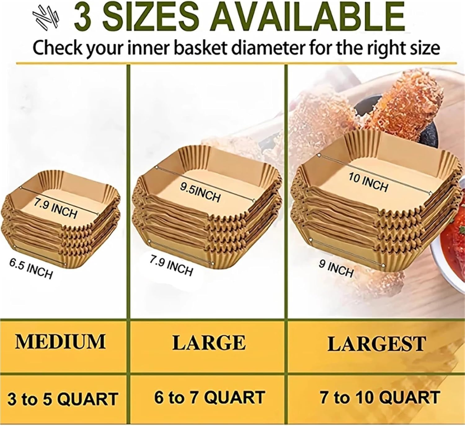 200PCS Air Fryer Liners Large Air Fryer Disposable Paper Liner Square 23cm Non-stick Airfryer Parchment Baking Paper for Cooking Steaming Basket(23CM Square)