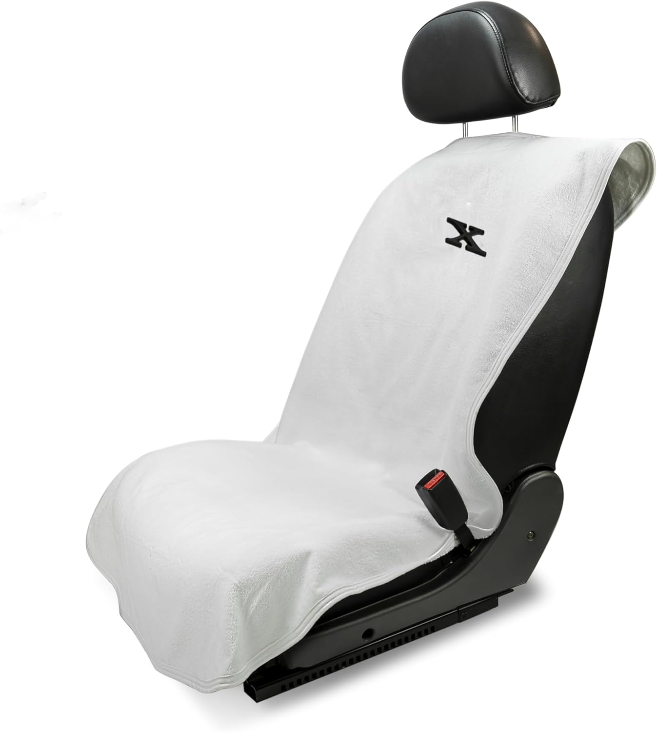 Seat Armour(Patented Design seat Towel car seat Protector, 100% Cotton Terry velou (Model X White seat, Normal)