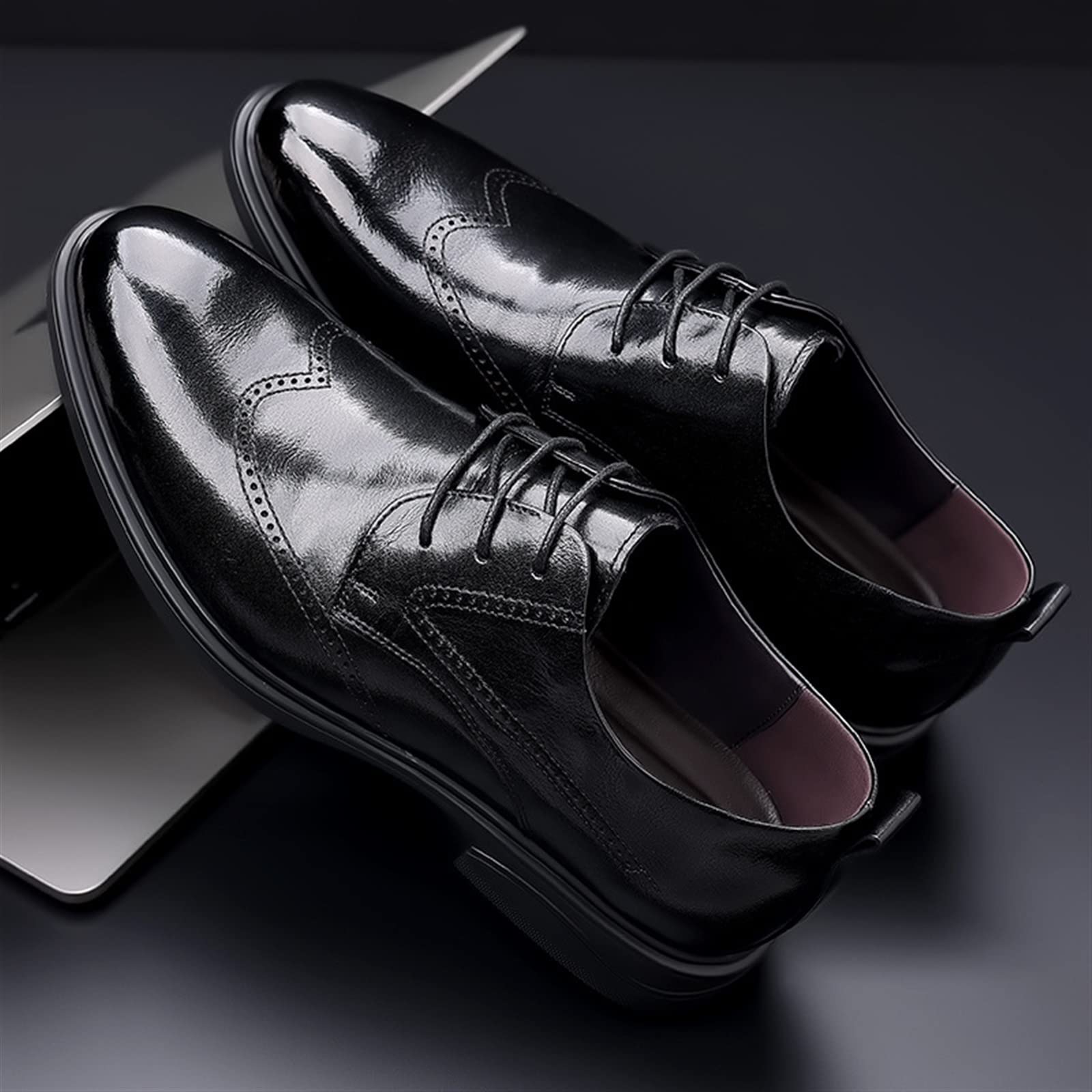 CARZE Skórzane buty męskie Brogue England biznesowe męskie buty codzienne czarne buty nowe skórzane buty męskie buty męskie(39)