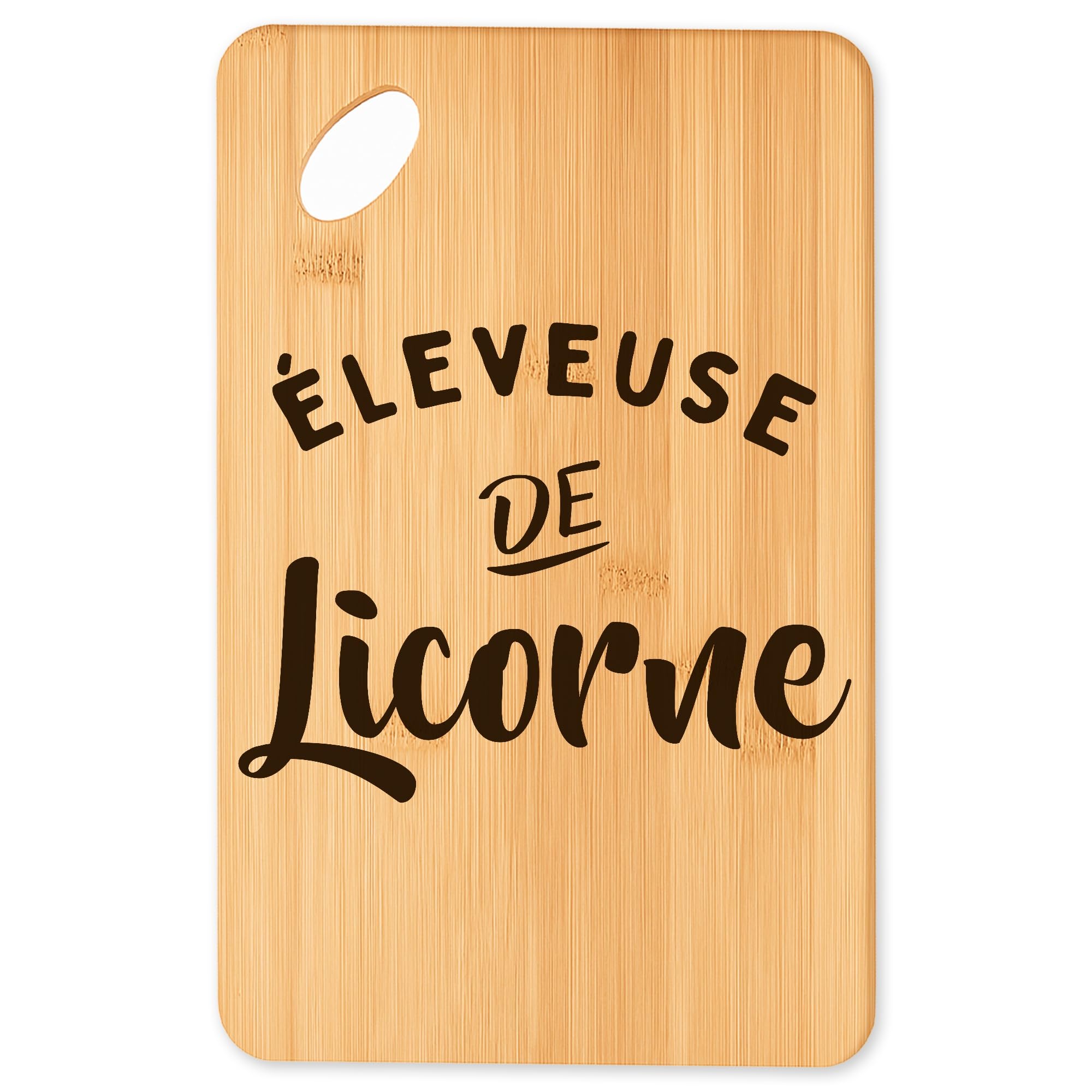 Planche à découper Licorne 2 en bambou naturel pour cuisine et apéro