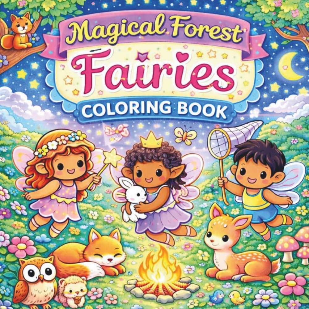 Magical Forest Fairies Coloring Book for Girls: 50 Enchanting Woodland Fairy Adventures with Forest Animals, Cozy Nature Scenes and Detailed Coloring Pages for Ages 8-12 and up