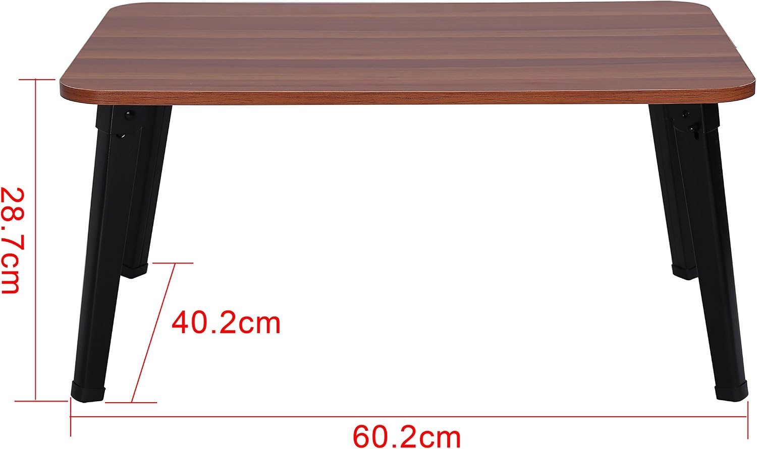 Homebi Laptop Desk Portable Notebook Stand Standing Table for Bed and Couch Breakfast Serving Tray with MDF Top Board and Foldable Metal Legs (11.30" High, Walnut)