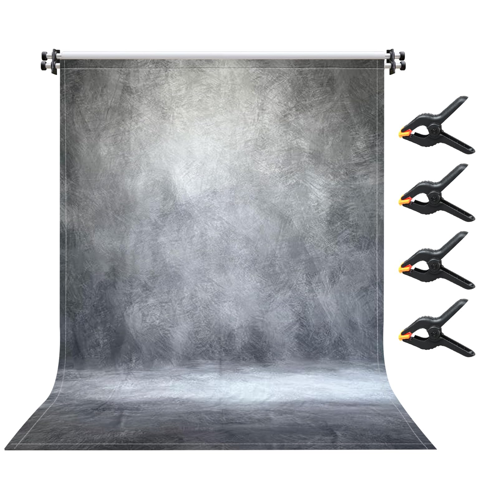 Abstrakter Fotohintergrund Stoff 243x300 cm Groß Dick Polyester Hintergrund mit 4 Clips,Foto-Requisiten, Fotoshooting-Studio,Produktfotografie for Portrait Photo Background Adult Kids Headshot (Grau)