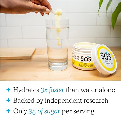 Miniatura 3 de SOS Suplemento de mezcla de bebidas en polvo de electrolitos de hidratación, hidratación diaria y energía, vitaminas esenciales añadidas, bajo en