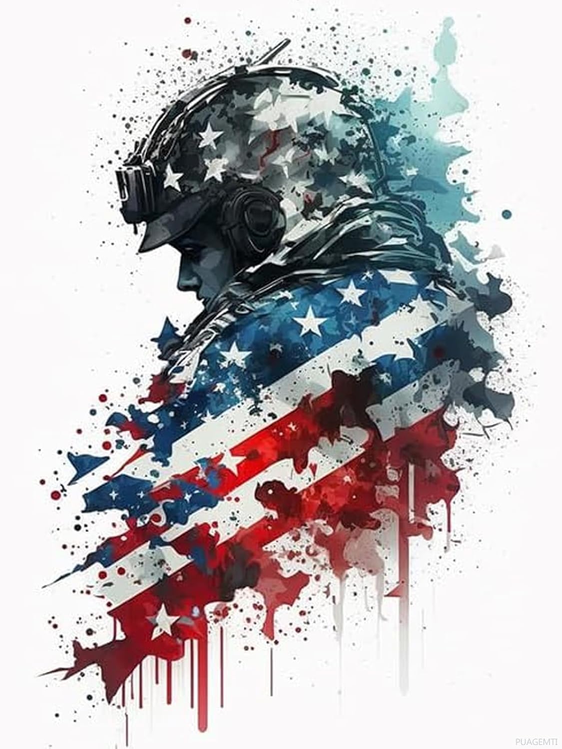 PUAGEMTI Diamond Painting Kits for Adults, Soul of The Army 5D DIY Diamond Art Kits Full Drill Diamond for Gift Wall Decor Gem Arts War Rhythm 12x16 inch