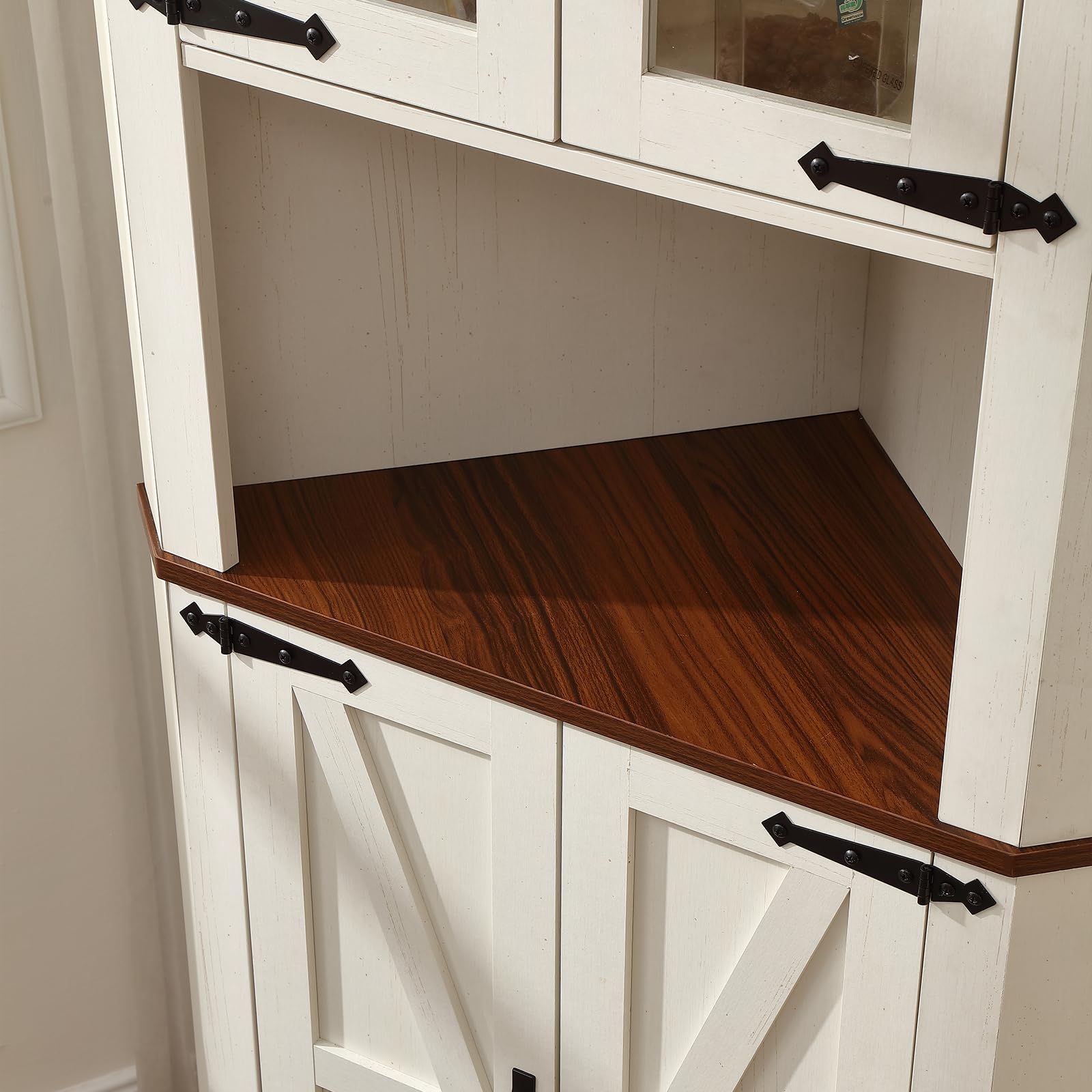 FOREST GRAVITY Mobile angolare alto Sottile Corner Cabinet Soggiorno Contenitore per la sala da pranzo Mobile Bagno Stretto con Cassetto Ripiani Regolabili 50 * 9 * 173 cm Bianco