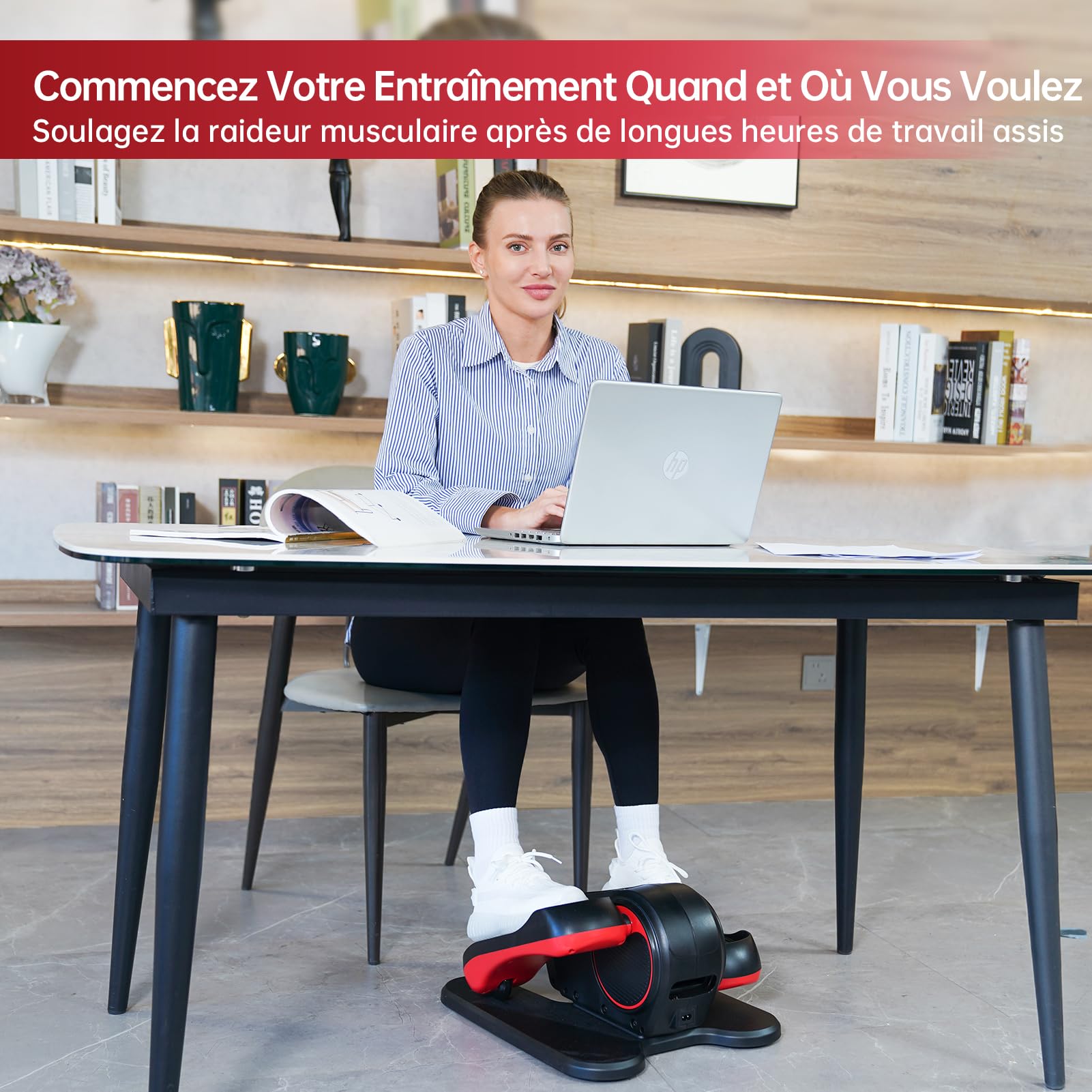 YAMO Appareil Elliptique de Bureau, Vélo Elliptique Électrique avec Télécommande et Écran LED, 12 Vitesses Réglables