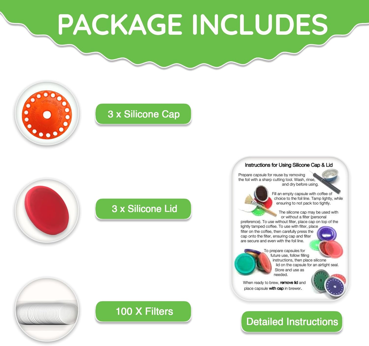 My-Cap Reusable Coffee Capsule Caps & Lid Set - Compatible with Nespresso Vertuo Pods - Reusable, Food Grade & BPA Free Coffee Pod Cap & Lid - Reuse & Reseal your Nespresso Vertuo Capsules