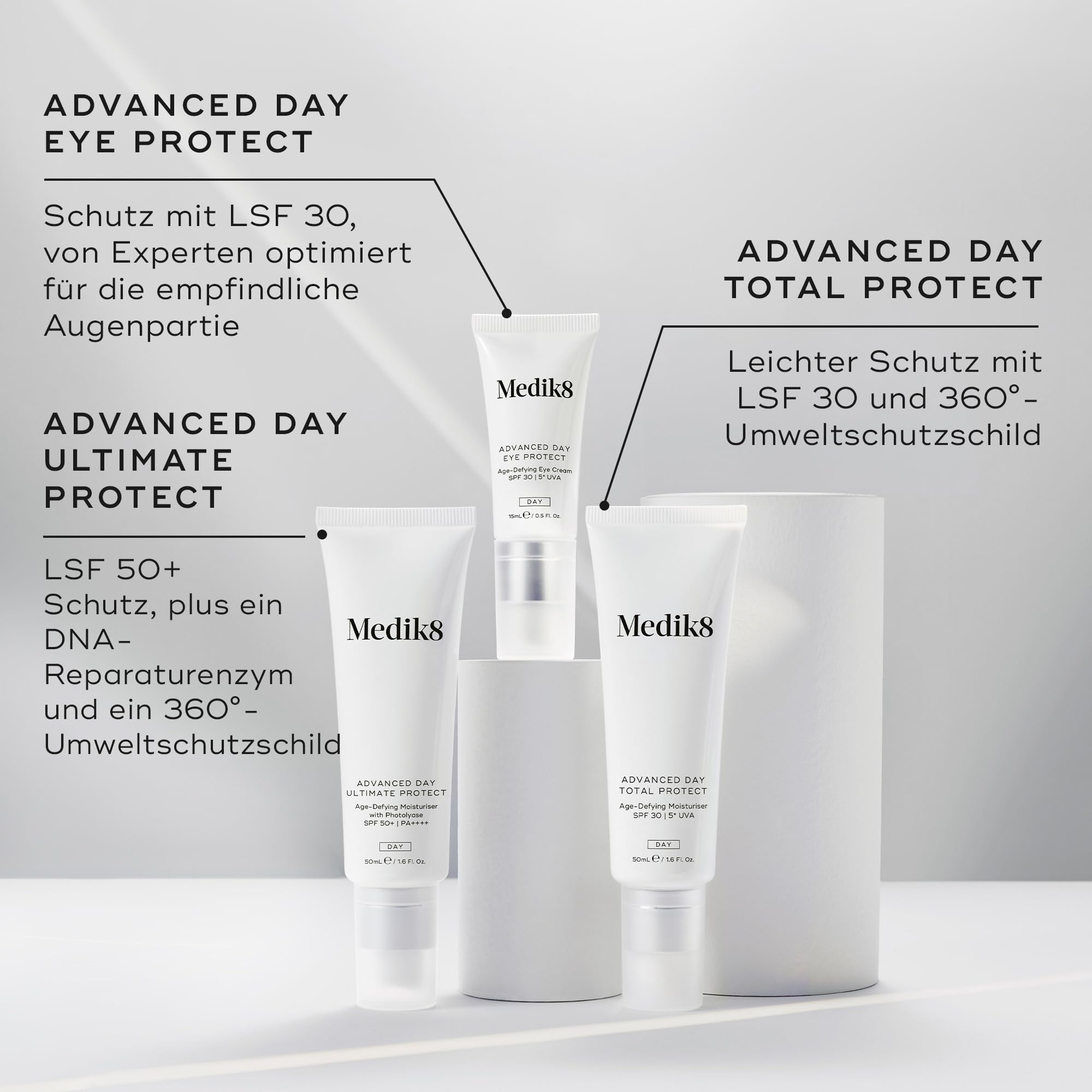 Medik8 Advance Day Ultimate Protect - LSF 50+ Anti-Aging-Feuchtigkeitscreme mit Lichtschutzfaktor LSF 50+ PA++++ - Feuchtigkeitsspendender & nicht fettender UV-Schutz - 50ml
