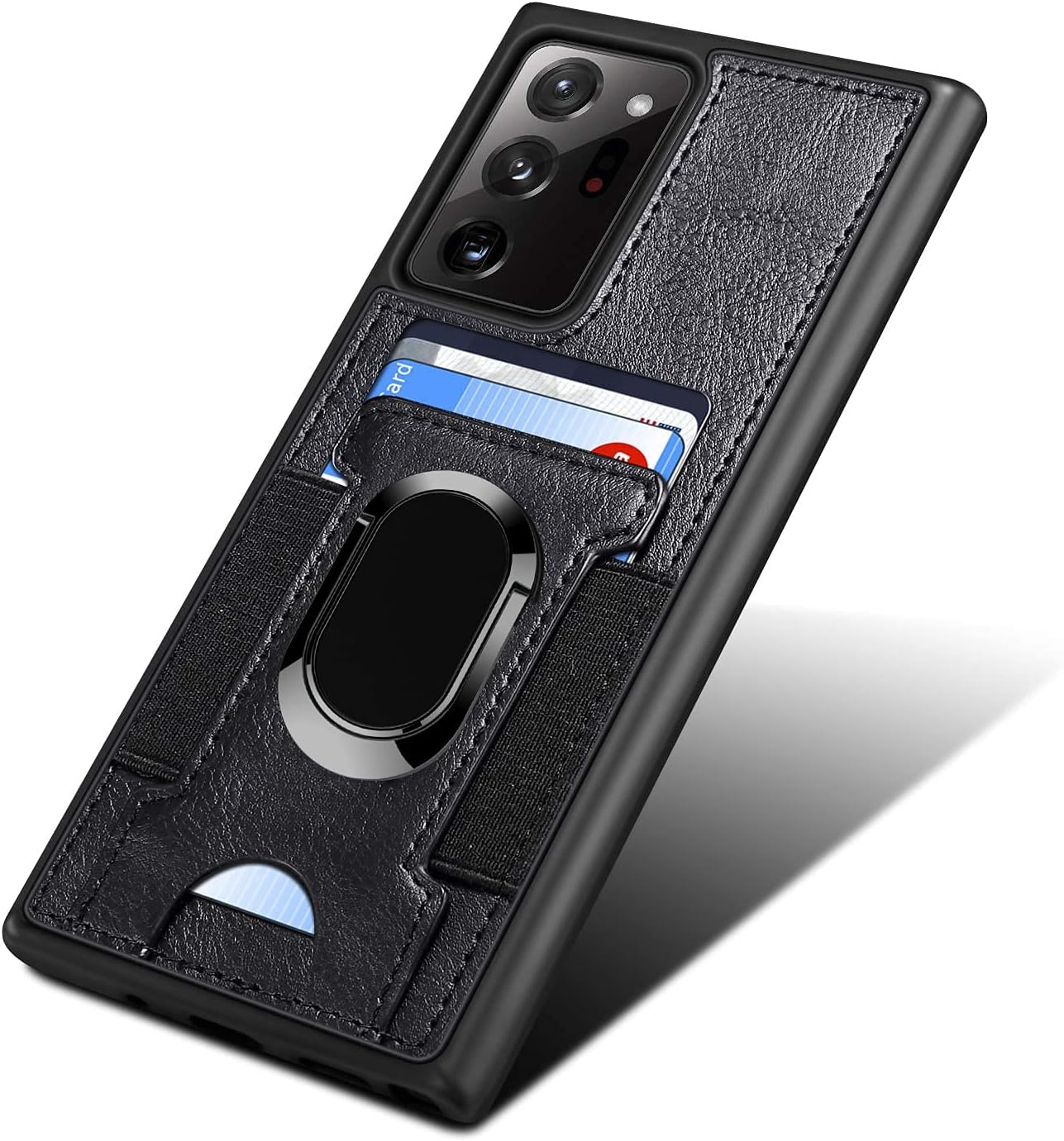 AHTONG Galaxy Note 20 Ultra Wallet Case with Credit Card Slot Holder Case [4 Cards] [Car Mount Function], PU Leather Wallet Case for Galaxy Note 20 Ultra 5G 6.9 inch(Improved Black)