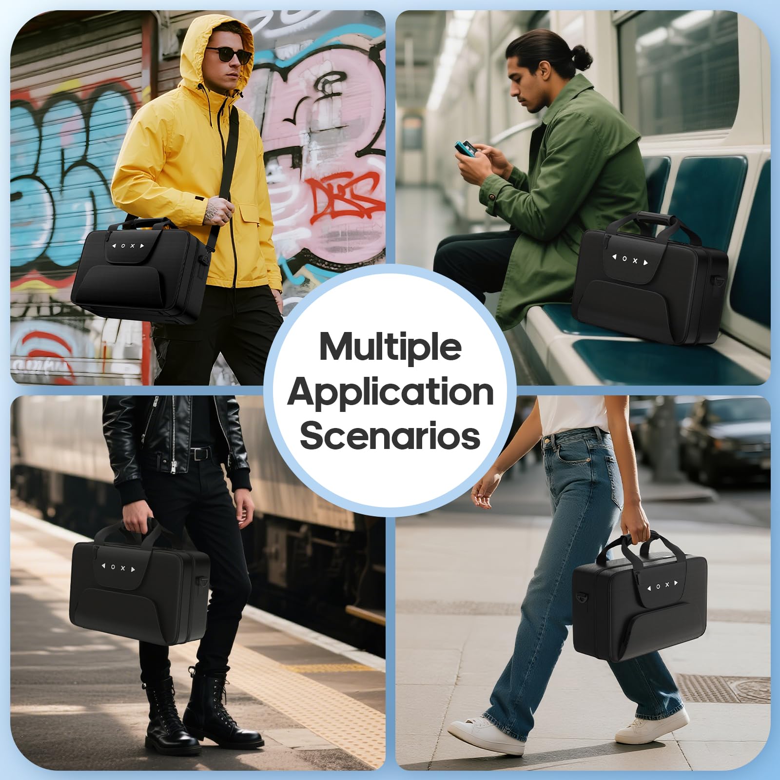Funda de Viaje para PS5, Compatible con PS5/Slim/Pro Digital & Disc, Bolsa de Transporte para PS5 con Varios Bolsillos, Fundas para PS5, Protege Auriculares, Mandos y Accesorios de Juego, Negro