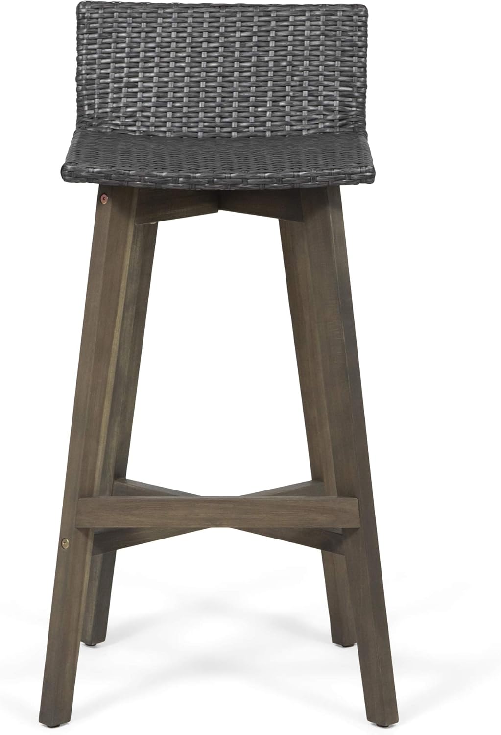 Great Deal Furniture Dale Outdoor Wicker Barstools with Cushions (Set of 2), Gray and Dark Gray