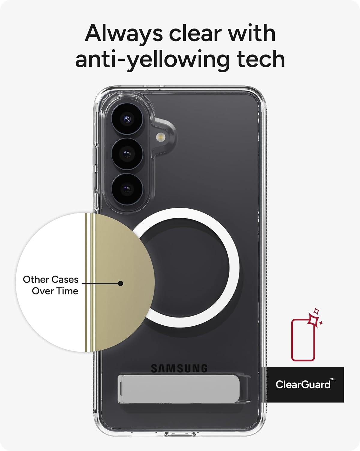 ZAGG Crystal Palace Snap Samsung Galaxy S26+ Case with Kickstand - Clear, 13ft Drop Protection with Graphene, Crystal Clear Magnetic Case, Anti-Yellowing Slim Cover
