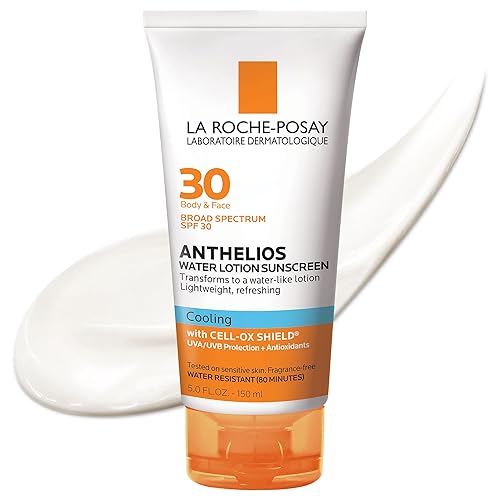 La Roche-Posay Anthelios - Loción de agua refrescante para cuerpo y cara protector solar de amplio espectro SPF absorbe rápidamente resistente al