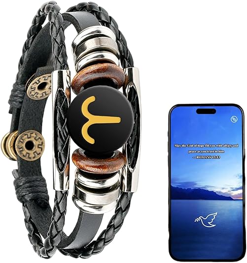 Daily Bible Verse Bracelets, Bible Verse Bracelets Vintage Zodiac Constellation Leather Bracelet Handmade Zodiac Sign Wrap Bracelet for Women Men Birthday Jewelry