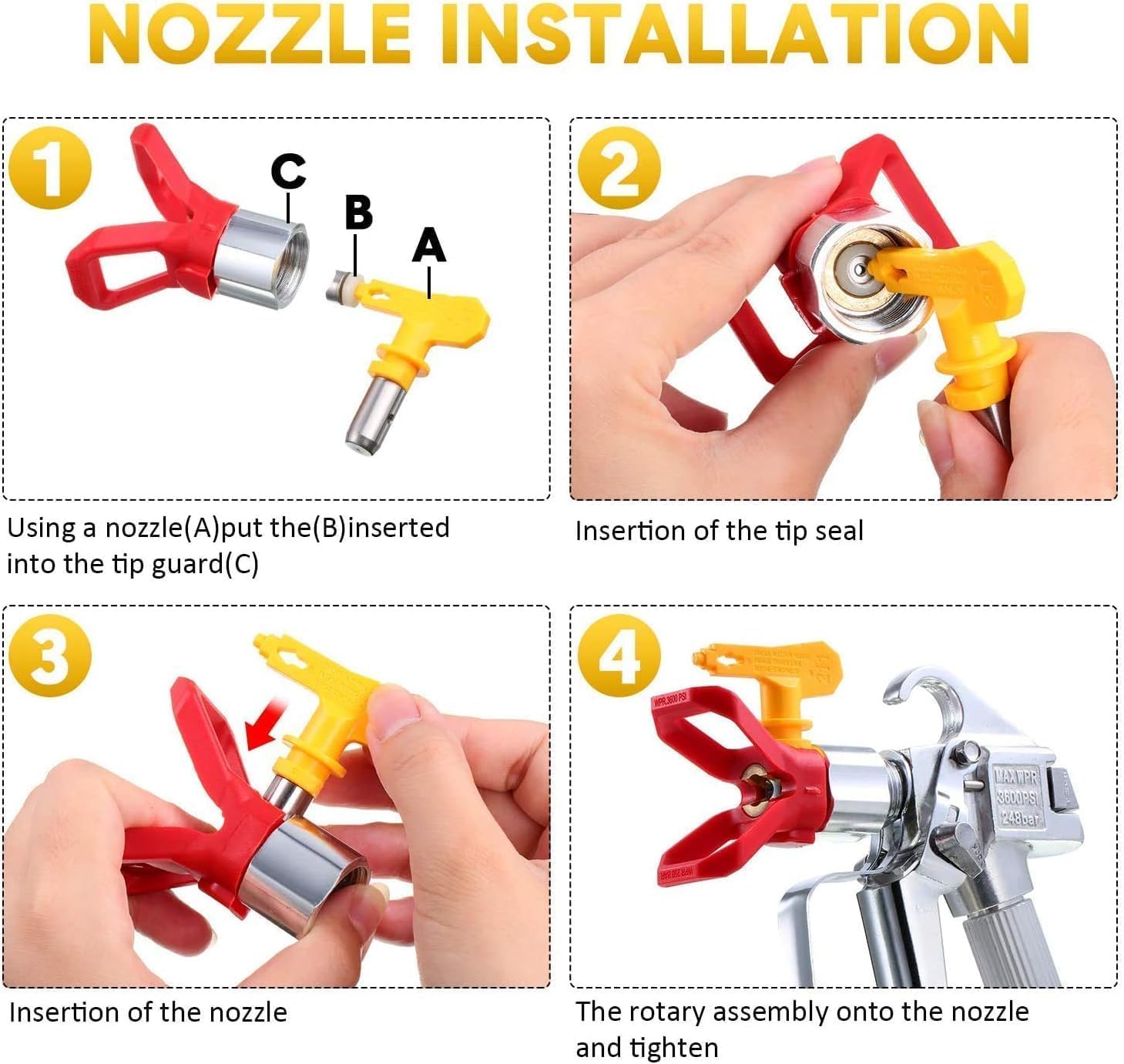 6 Piezas Boquilla Airless, Boquilla Pistola Pintura para pulverizador Pintura (Tipo 515,517,519,521,523,525)