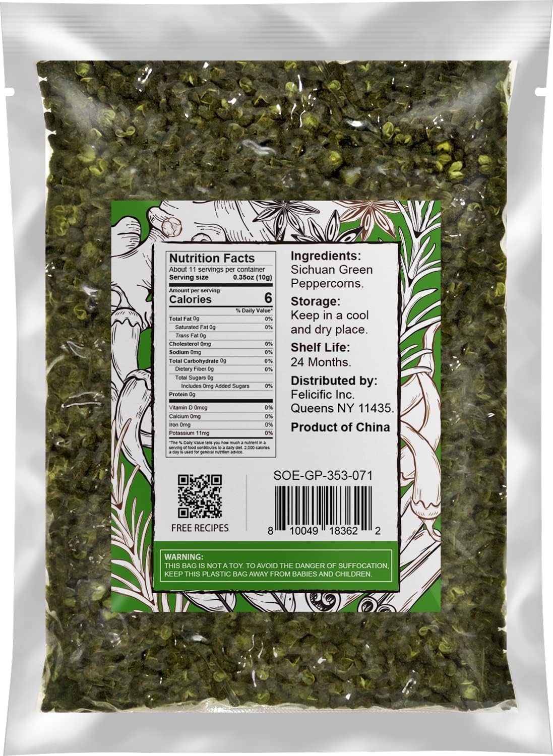Soeos Green Peppercorns, 4oz(113g), Authentic Sichuan Green Peppercorns, Numbing and Tingle Effect, Less Seeds, Strong Flavor, Essential for Mapo Tofu, Kung Pao Chicken and Asine Cusine image 2
