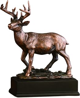 Marian Imports White Tail Deer Statue - Bronze Plated Resin Sculpture 7"W x 8.5"H Rustic Wildlife Figurine
