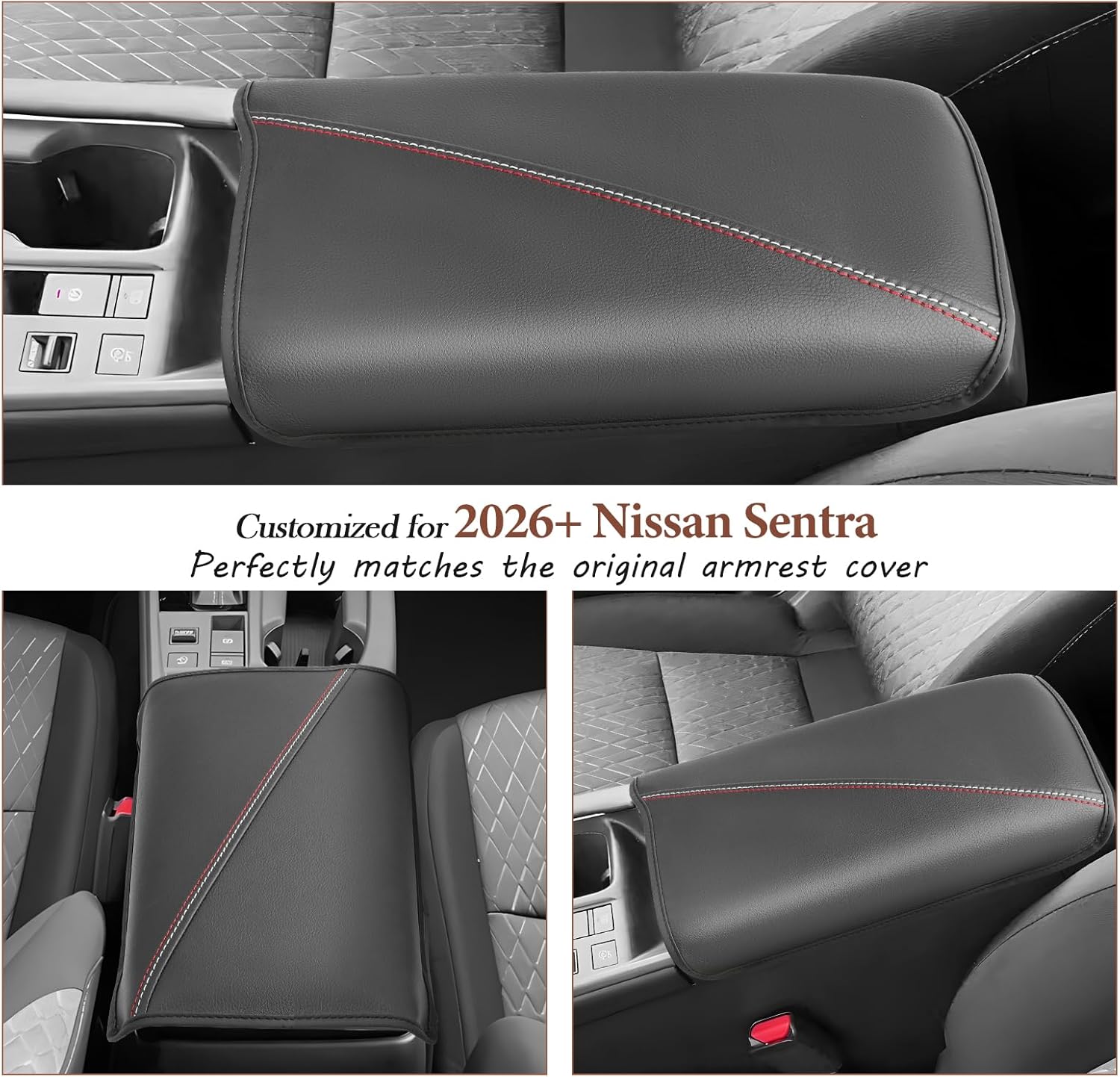 SKTU for 2026 Nissan Sentra Armrest Cover for 2026+ Nissan Sentra (S/SV/SR/SL) Center Console Cover Nissan Sentra 2026 Accessories Console Cushion Pad 2026 Sentra Seat Box Pad Soft