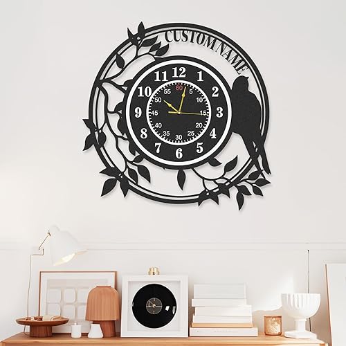 Miniatura 16 de Reloj de pared náutico personalizado, relojes de pared decorativos con nombre y coordenadas personalizadas, silencioso, funciona con pilas, reloj de
