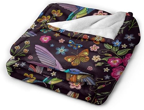 Miniatura 2 de Regalos de colibrí para mujeres, manta de flores, regalos de pájaros para mujeres, mamá, niñas, decoración floral para el hogar, dormitorio, sala de
