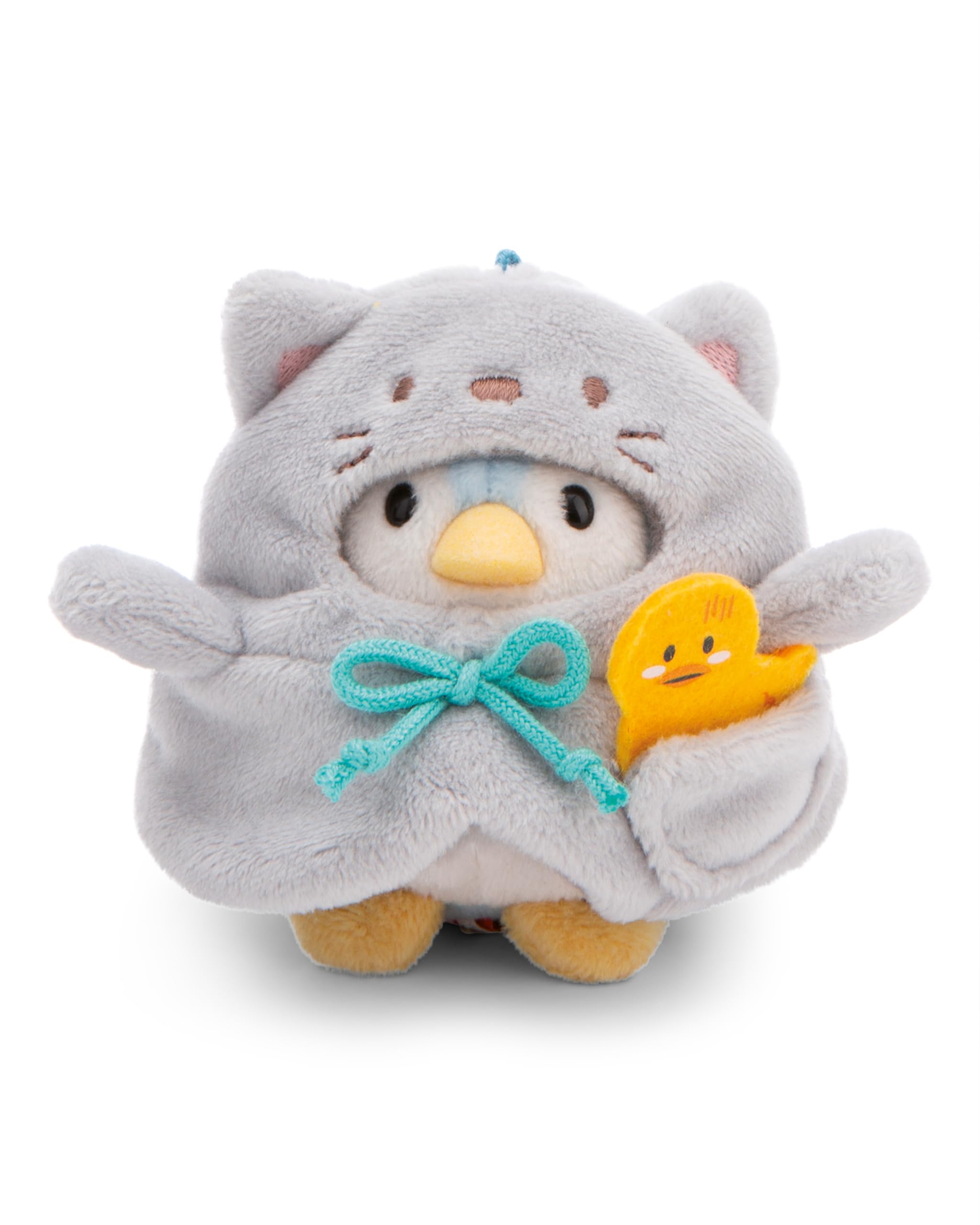NICI soft toy penguin Waddle 8cm with duck and cat costume in gift box 8,5x6,5x10cm blue - Cuddly cute plush to snuggle and play with, for children & adults, great gift idea - 61143