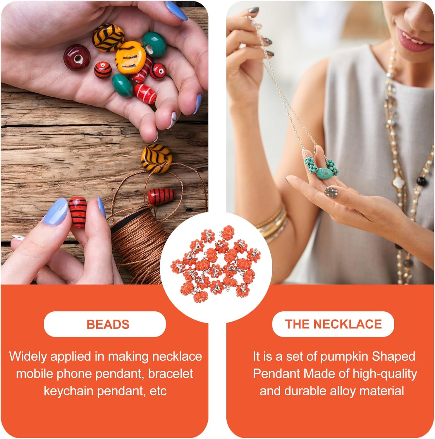 Healifty 3D Pumpkin Pendant Charms 0.39 Inch Fall Jewelry Accessories for Diy Bracelets Necklaces Halloween Crafts Decorations - Image 7