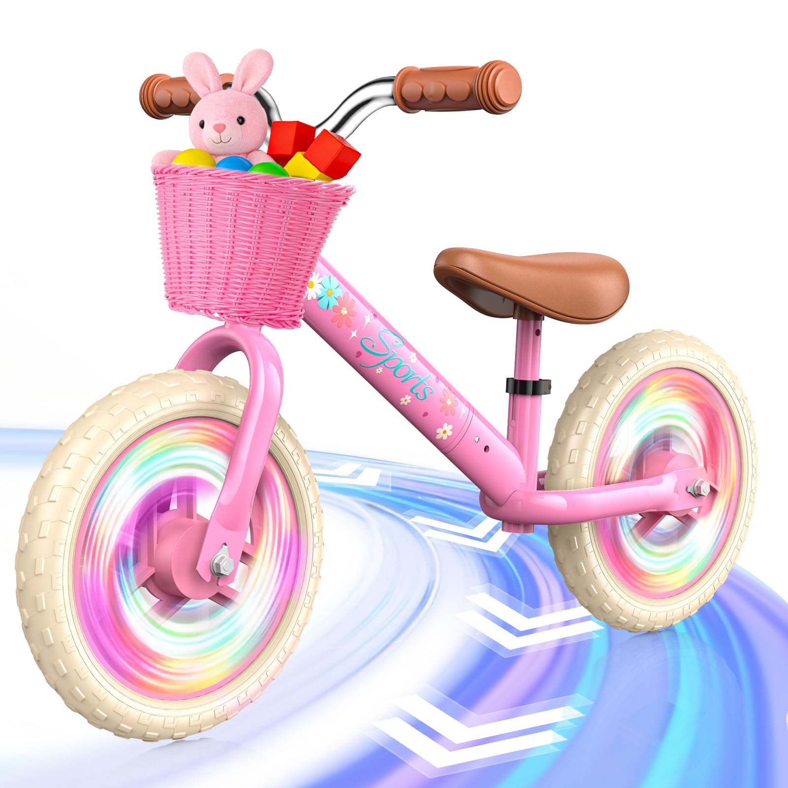 HappyGoLucky 12" Balance Bike, Toys for 2-5 Girls Gifts, Kids Toddler Bike