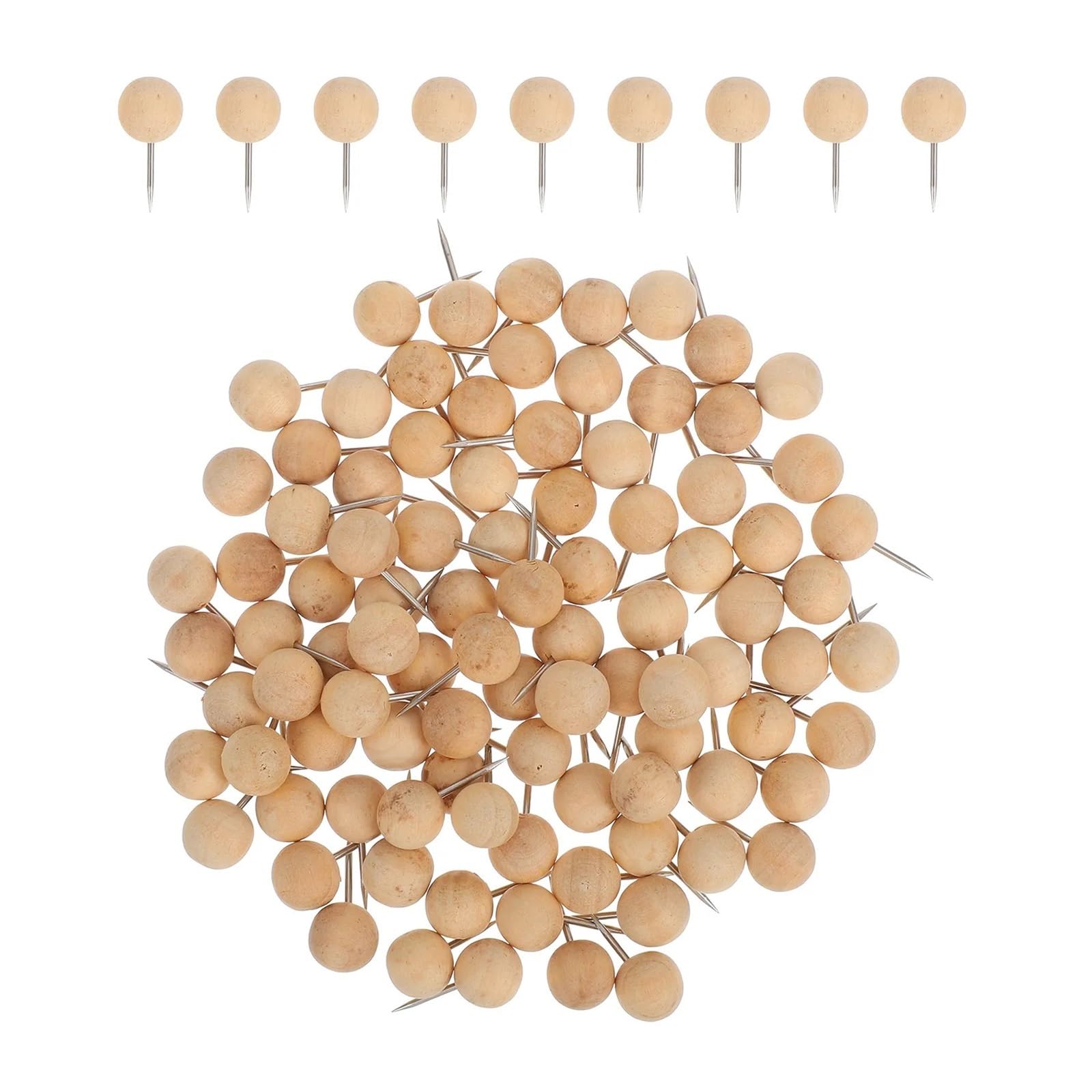 Push Pins 100Pcs Round Wood Push Pins Thumb Tacks