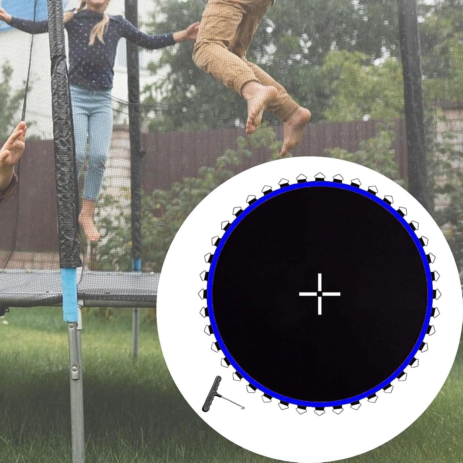 Trampoline Replacement Mat Trampoline Jumping Cloth Workout Premium Equipment Outdoor Jumping Cushion Trampoline Jump Mat(Blue 54 Buckle)