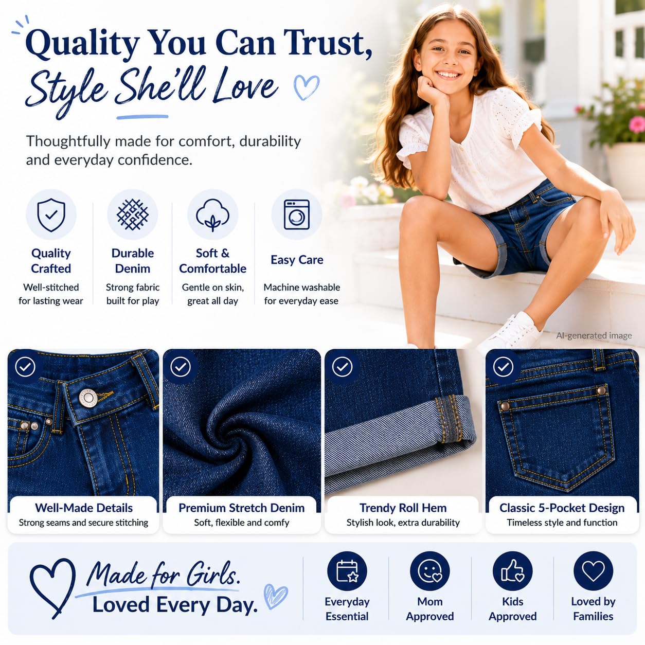 Bienzoe Short de Jean pour Fille