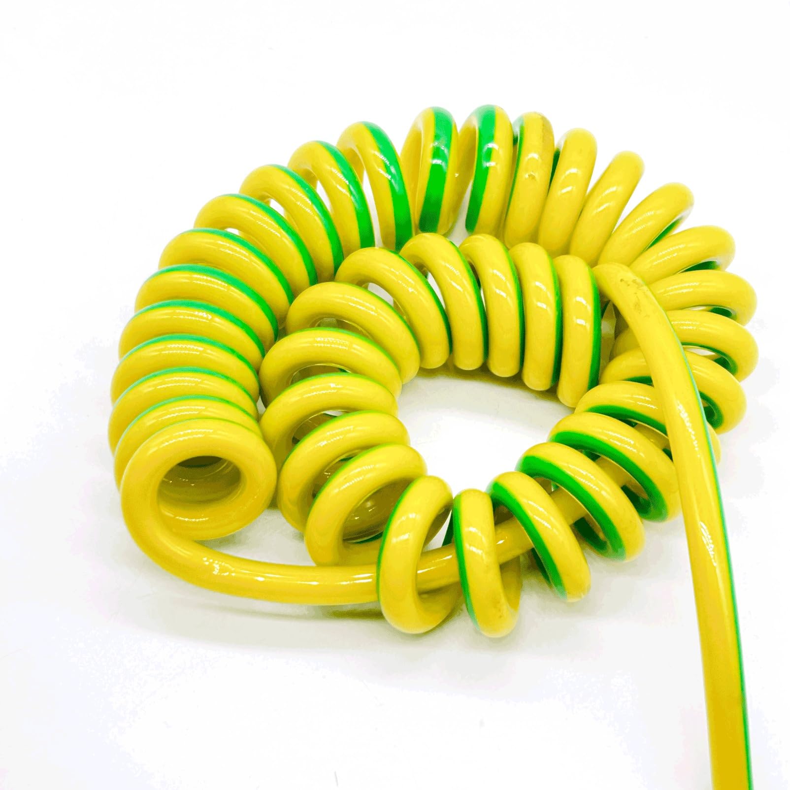 Spiralny, elastyczny, wielordzeniowy kabel Przemysłowy kabel uziemiający 5AWG 16 mm2, 1-żyłowy, żółto-zielony, spiralny, rozciągnięty 1-10 metrów(Stretch 5 Meters)