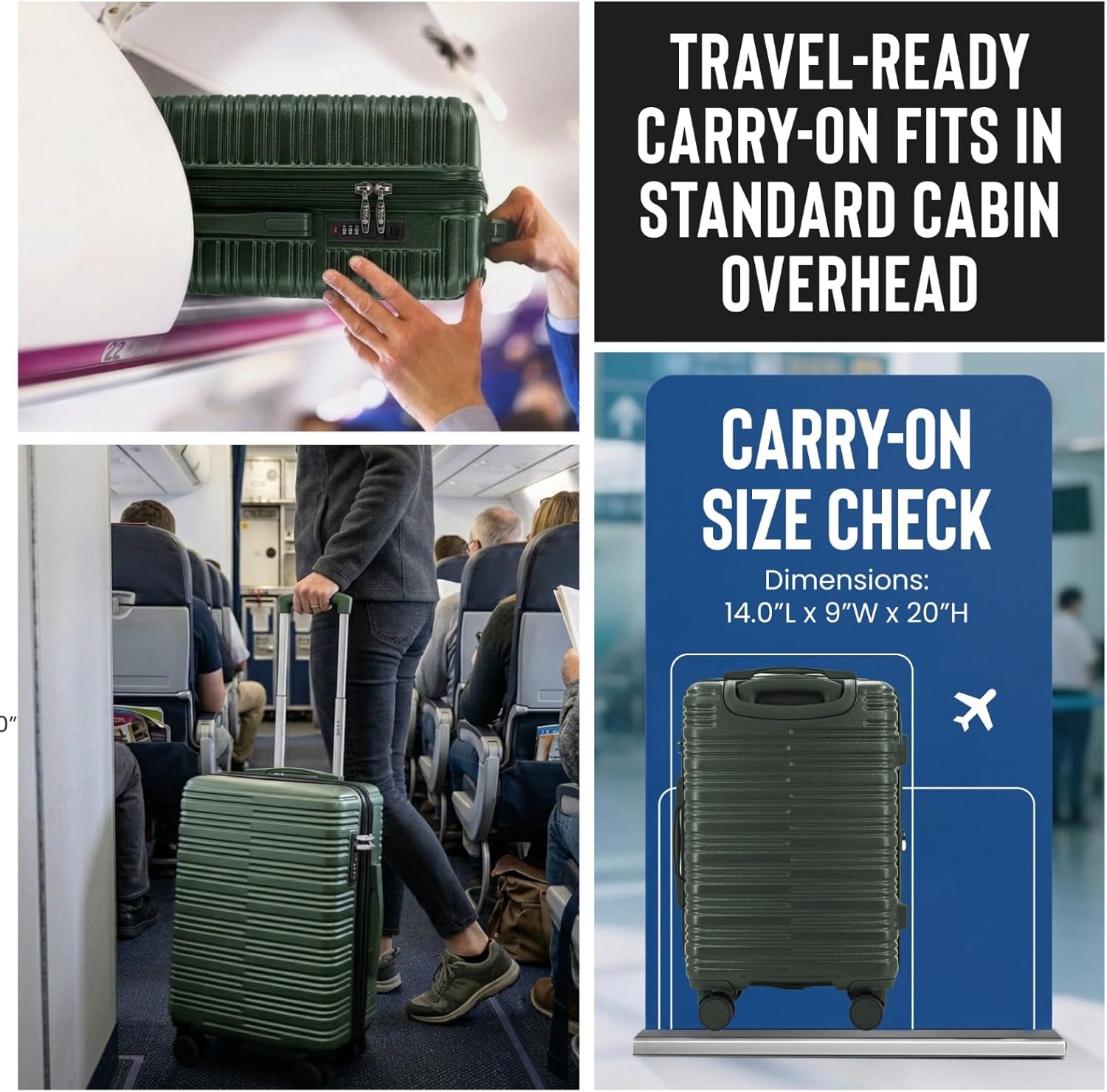 IZOD Romeo 20 Inch Carry-On Expandable Hardside Luggage, Forest