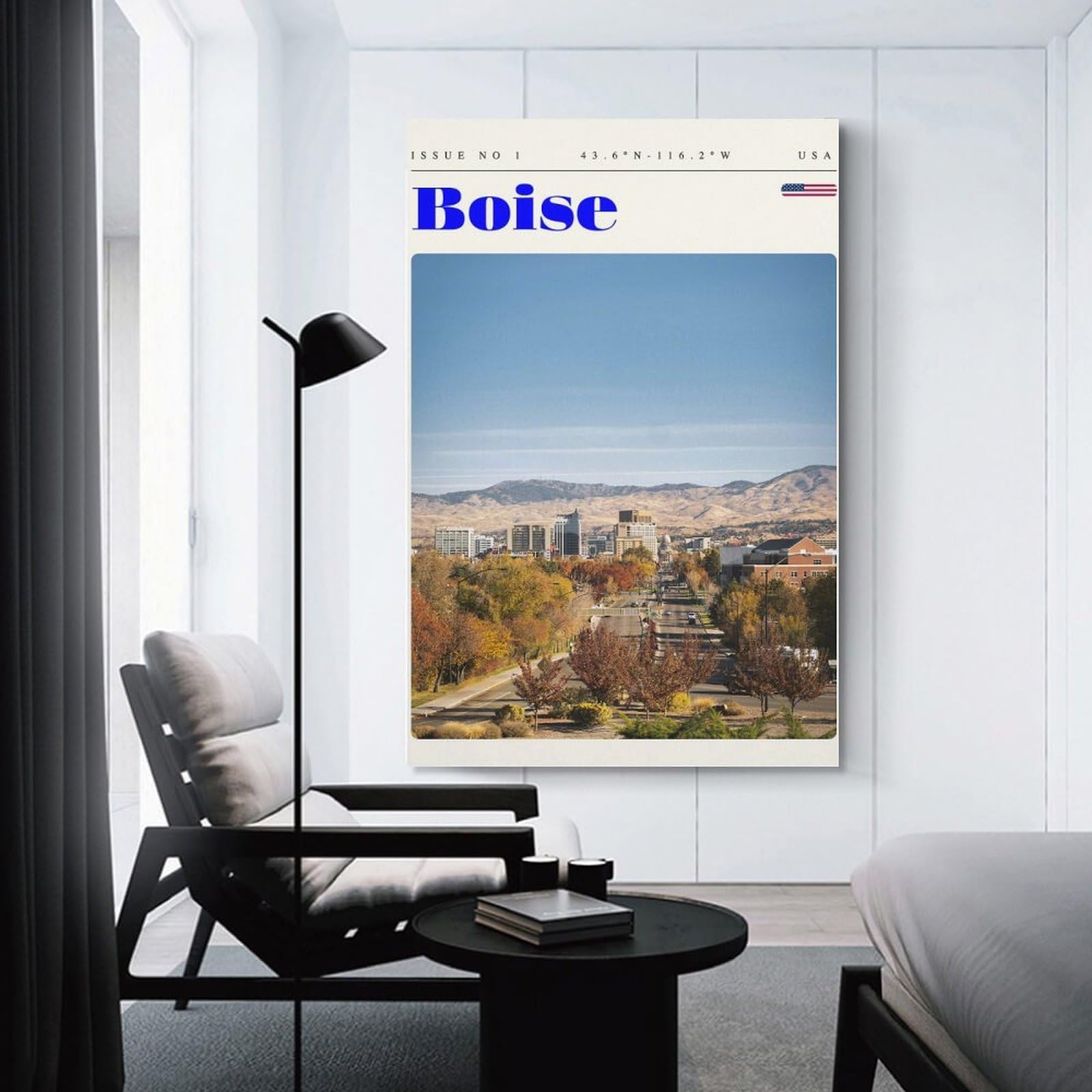 Junmoney Room Decor Wall Art Boise Idaho Travel Art, 20x30inch(50x75cm), for Home Lounge, Bedroom Or Reading Nook, Eye Catching Artwork for Blank Walls