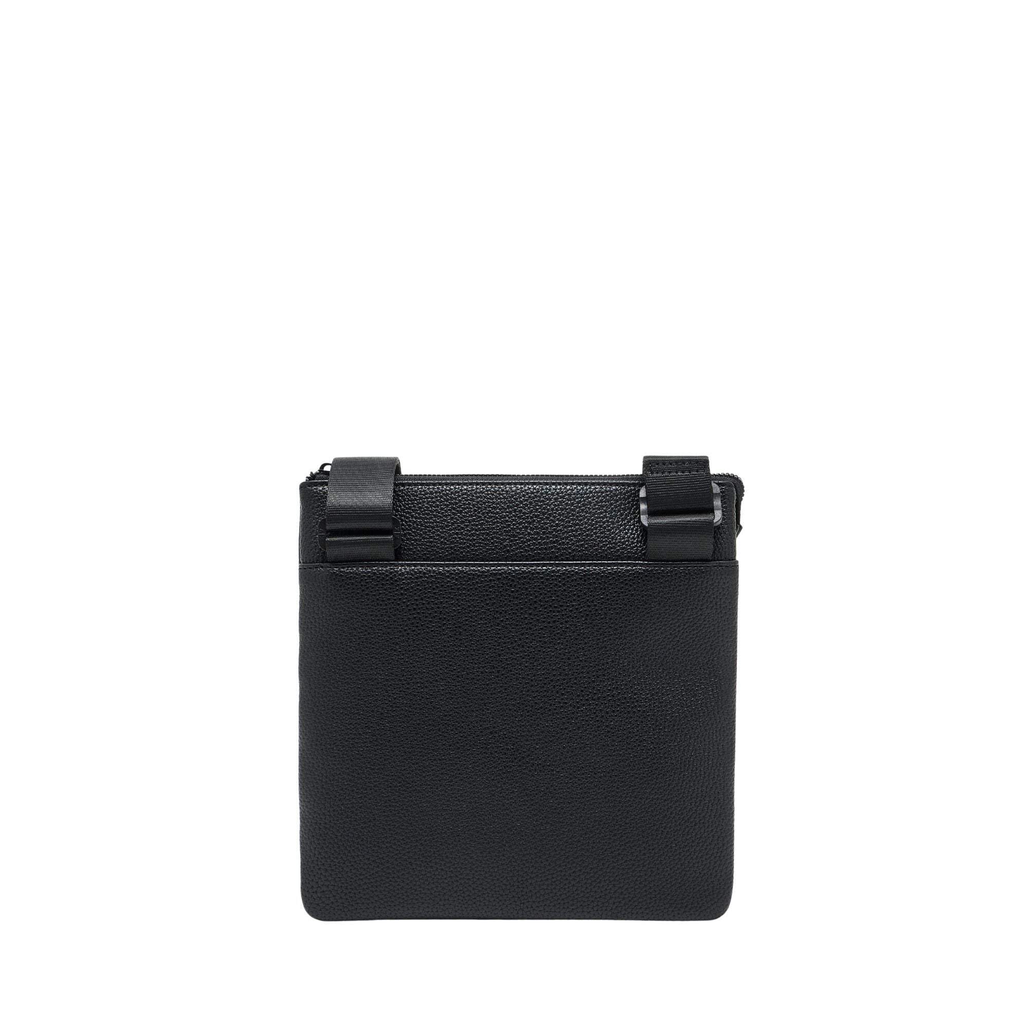 Armani Exchange Madrid, Sustainable, Embossed Logo, Crossbody Pieghevole Uomo, Nero, Taglia Unica