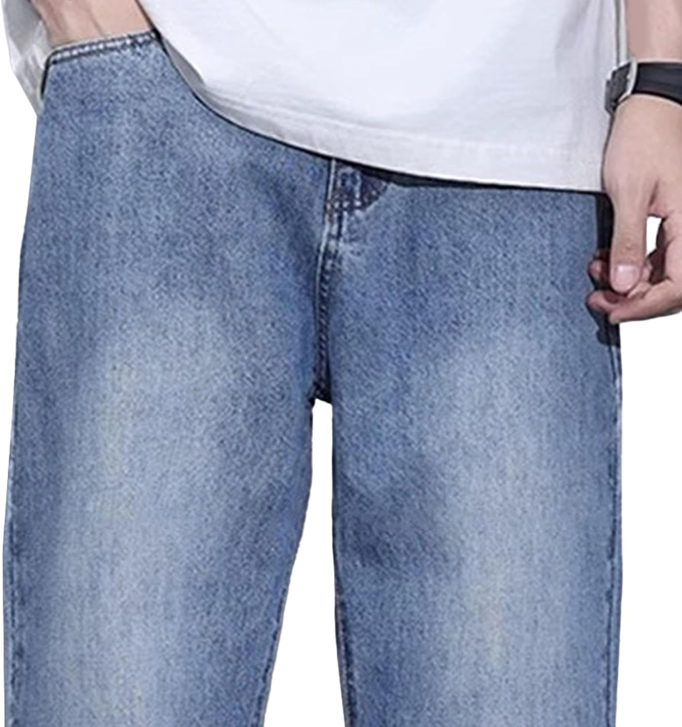 Men's Classic Young Wide Leg Denim Pant Fashion Trendy Cool Skater Wash Jeans Relaxed Fit Loose Trousers Streetwear