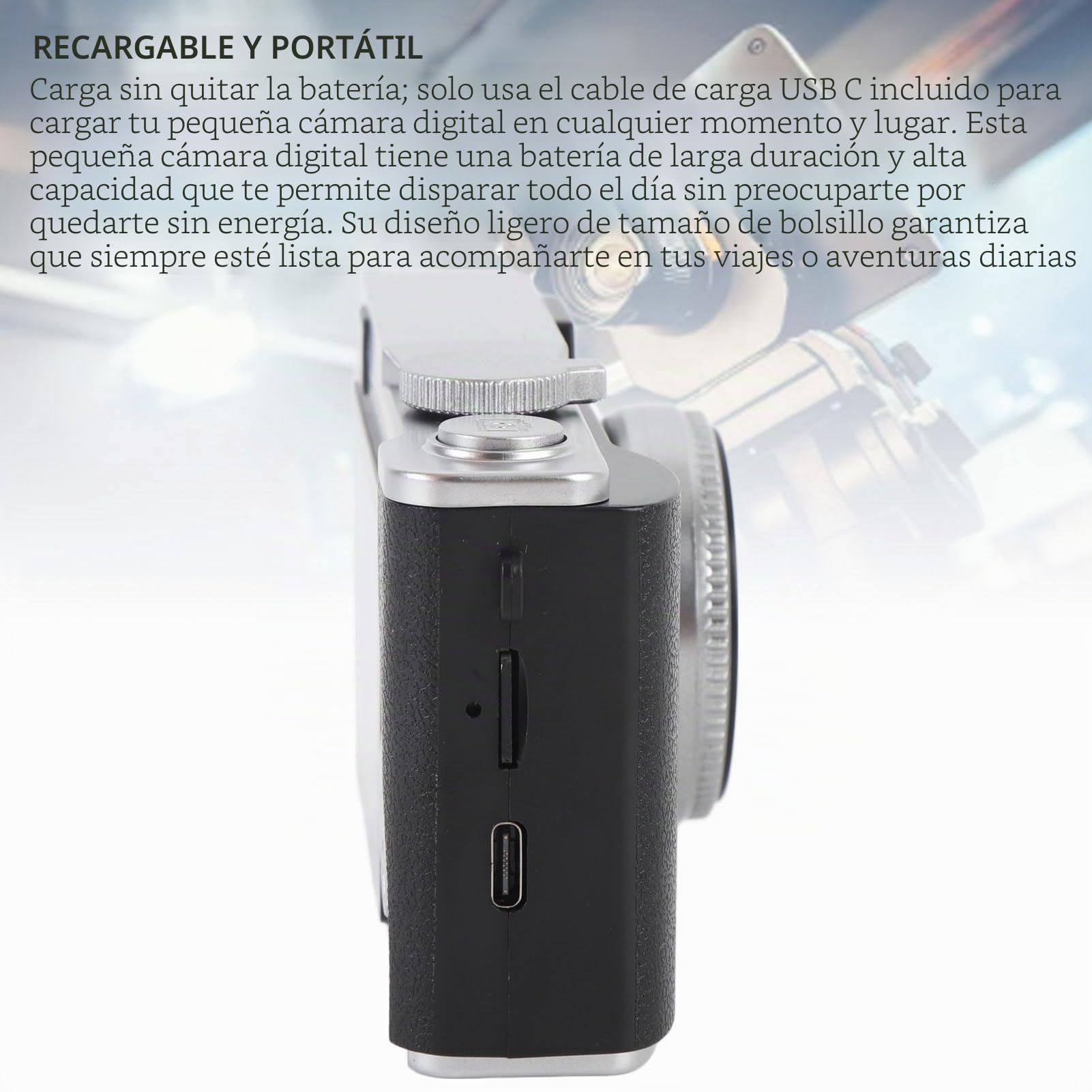 Cámara Digital 4K, Vintage CCD Vlog para Fotografía, Compacta y Portátil, Cámara para Adolescentes y Principiantes (64GB)
