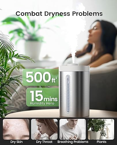 Miniatura 4 de Jack & Rose Humidificador de acero inoxidable, fácil de limpiar, apto para lavavajillas, humidificadores de niebla fría para dormitorio