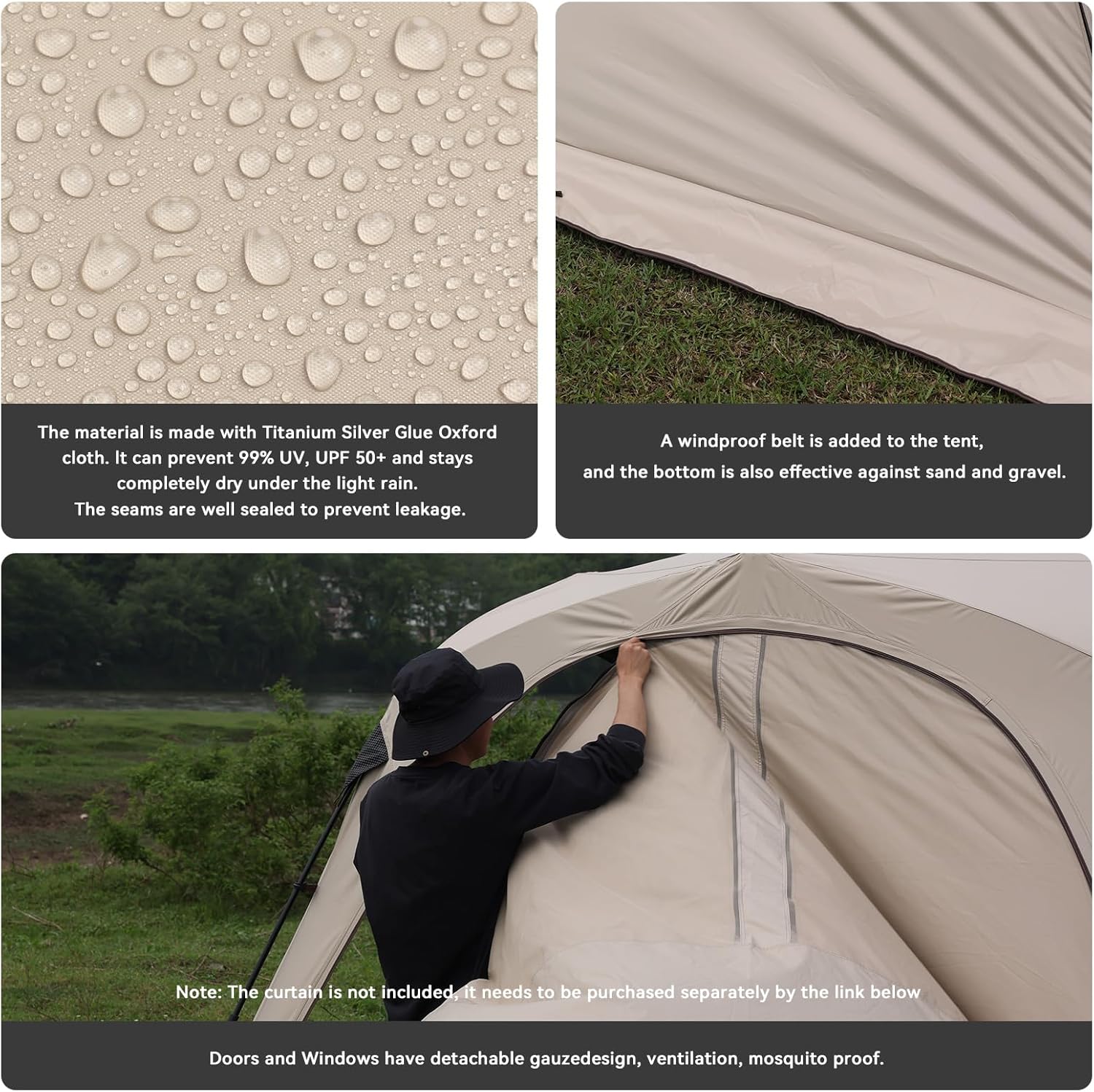 Camping Sun Shelter Easy Setup Instant Canopy Automatic Pop up Tent for Camping Tent for Family Outdoor Picnics