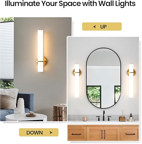 Miniatura 2 de Aplique de pared dorado con apliques de pared, juego de dos  Moderno aplique de pared de 18 W 3000 K LED regulable lámpara de pared acrílica