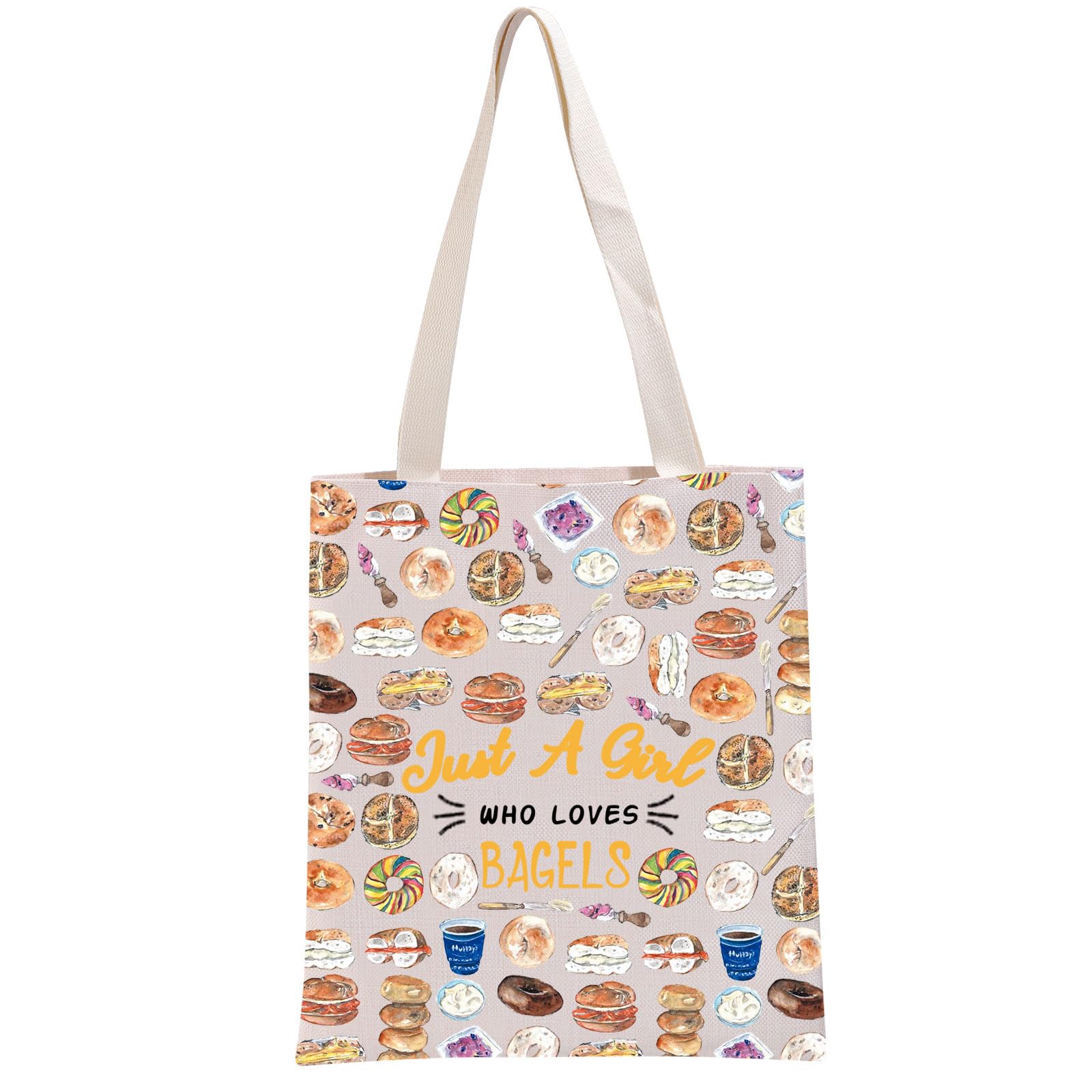 G2TUP Bagels Lover Gift Just Who Loves Bagels Tote Bag Bagel Taster Reusable Handbag Bread Enthusiasts Gift
