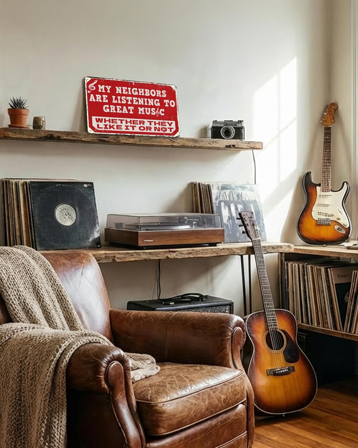 Funny Music Metal Sign My Neighbors Are Listening To Great Music Vintage Sign for Man Cave Patio Home Bar Garage Wall Decor Gifts for Men 12x8 Inch - Image 5