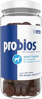 Probios for Dogs Soft Chews, Daily Probiotic Supplement for Gut Health, Digestion and Immune Support Medium and Large Breeds, Chicken Liver Flavor, 8.46oz 60 Chews