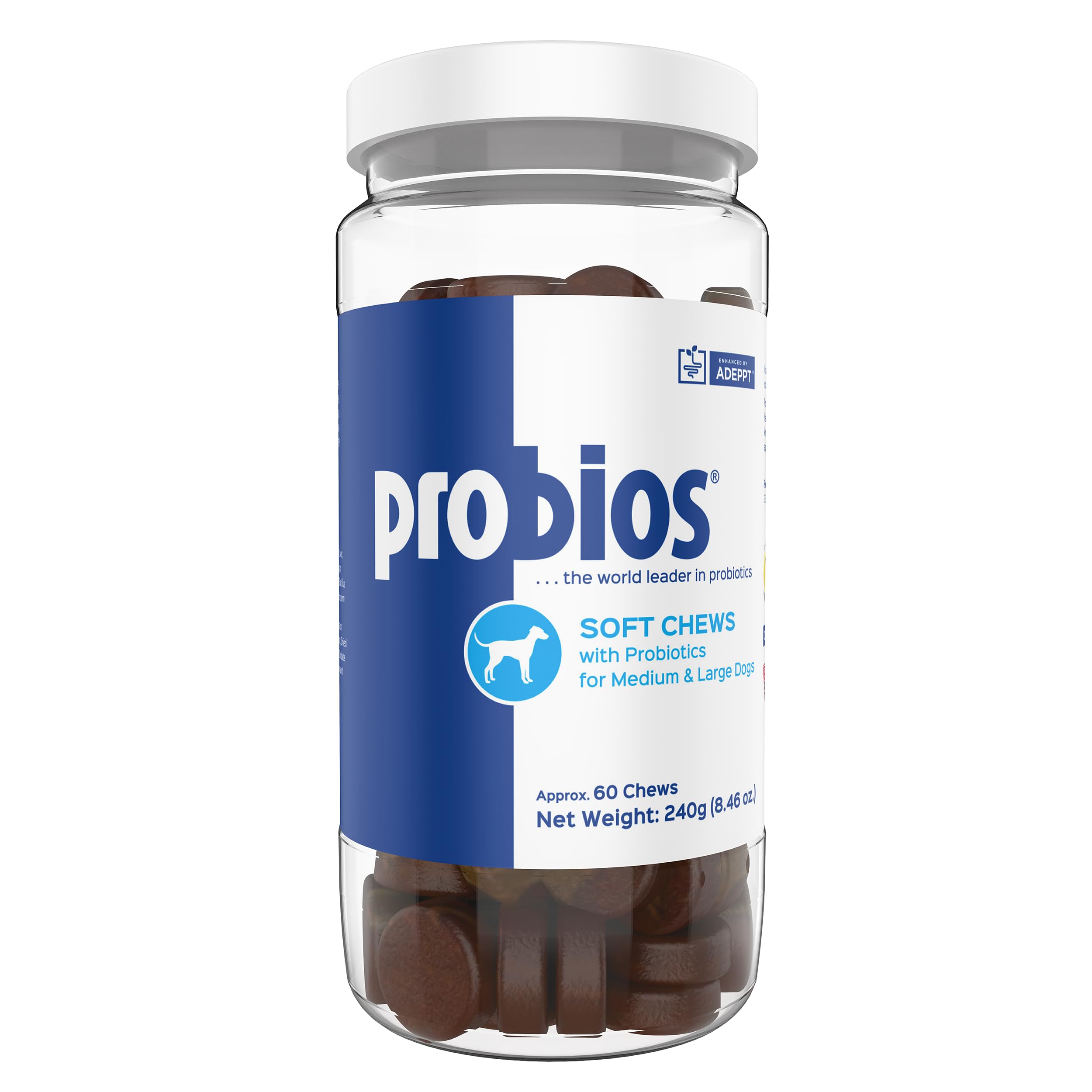 Probios for Dogs Soft Chews, Probiotics for Dogs, Daily Supplement for Gut Health, Digestion & Immune Support, Medium & Large Breeds, 8.46oz