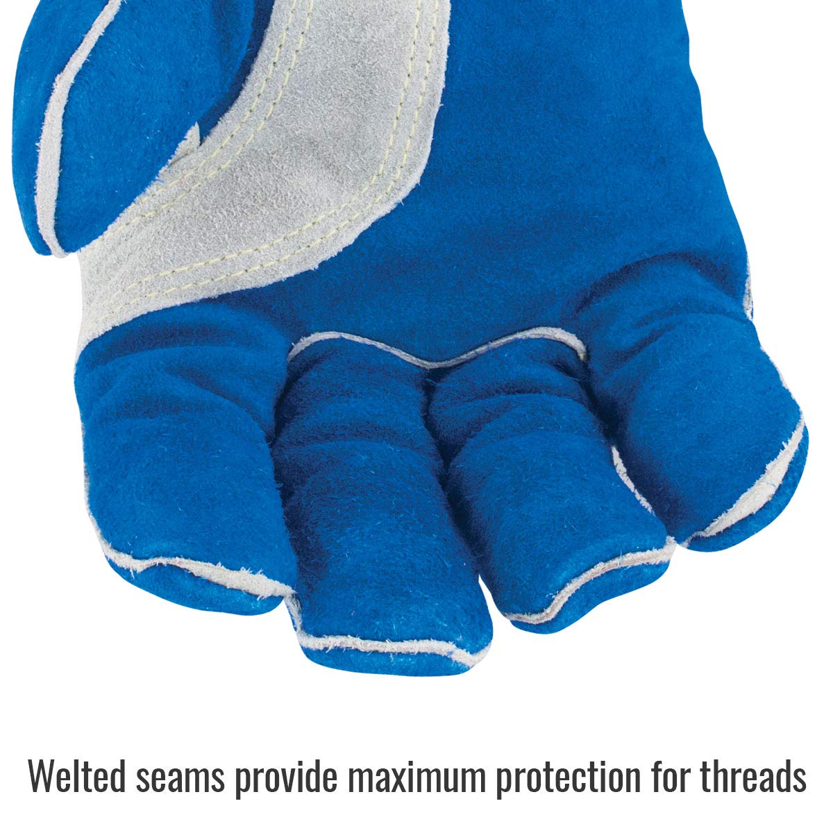Black Stallion (320 CushionCore Lined Stick Glove, Premium Side Split Cowhide Leather, CushionCore Padded Liner, Heat Resistant, Kevlar Stitching, X-Large, Blue/White